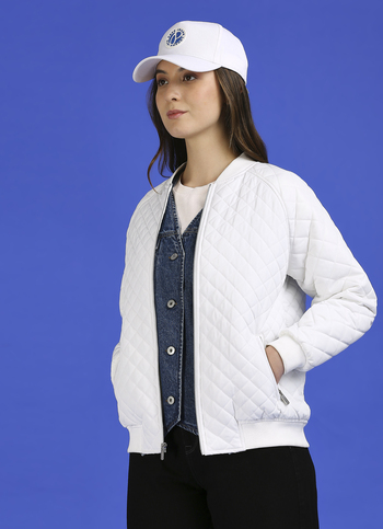 White Raglan Sleeve Puffer Jacket