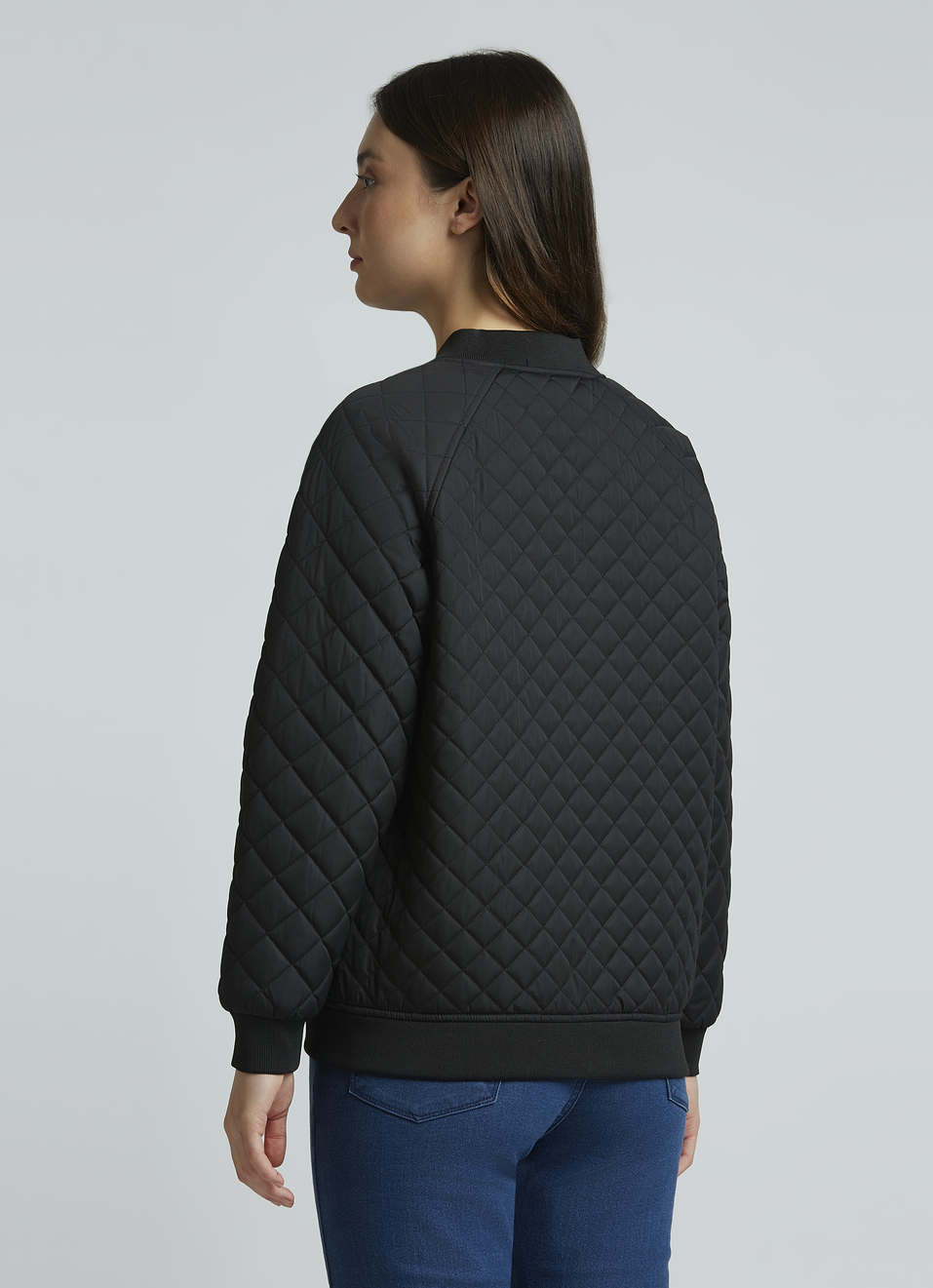 Black Raglan Sleeve Puffer Jacket, , large image number 2