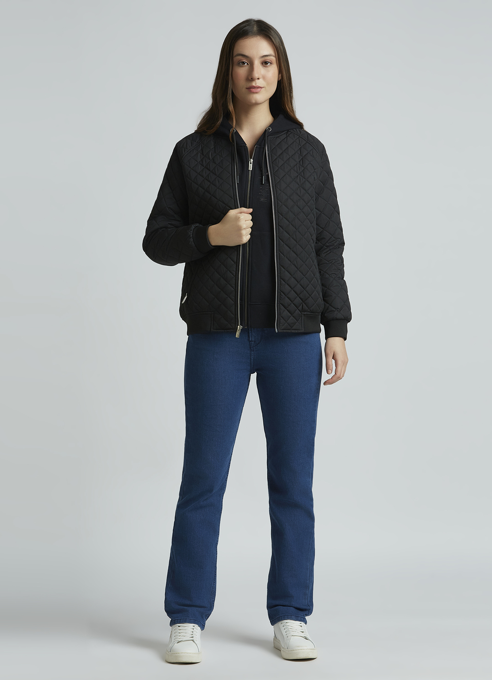 Black Raglan Sleeve Puffer Jacket, , large image number 5