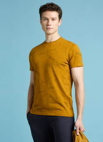 Yellow Abstract Print Short Sleeves T-shirt