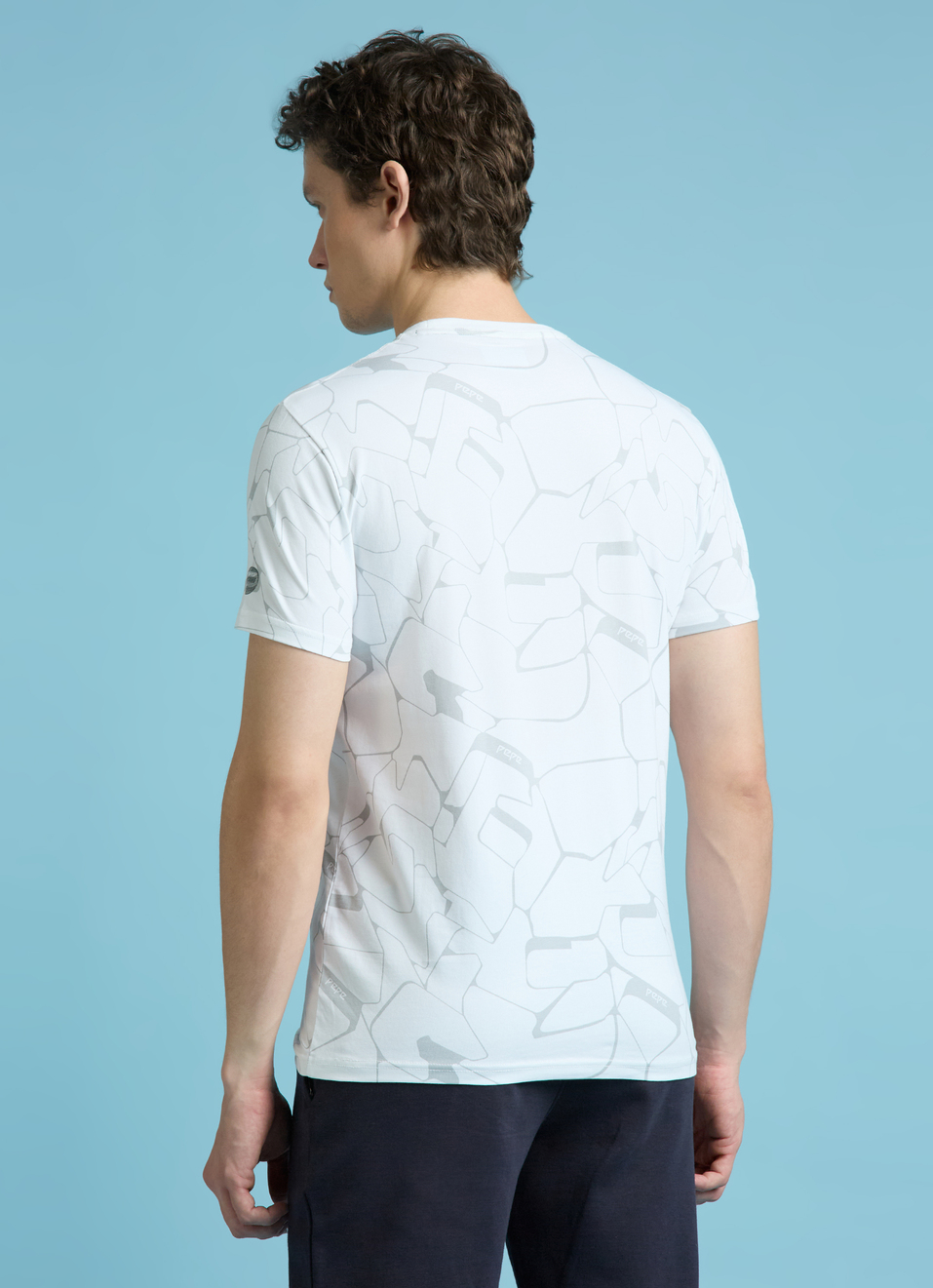 White Abstract Print Short Sleeves T-shirt, , large image number 2
