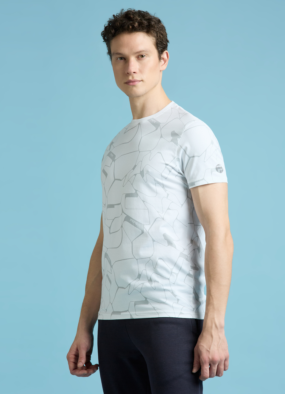 White Abstract Print Short Sleeves T-shirt, , large image number 3