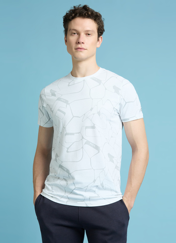 White Abstract Print Short Sleeves T-shirt