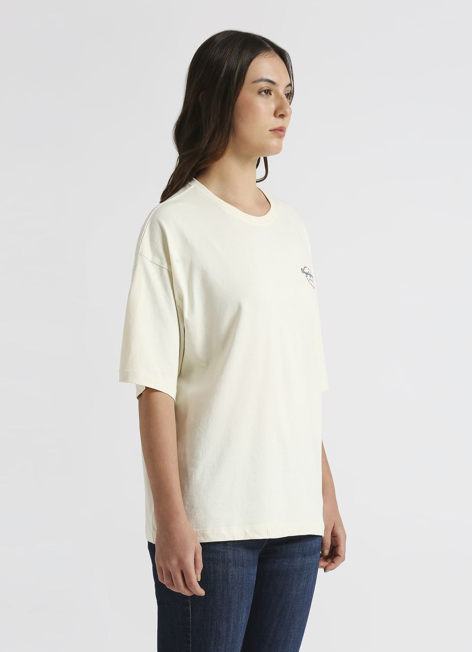 White Back Print Short Sleeve Oversized T-shirt, , large image number 3