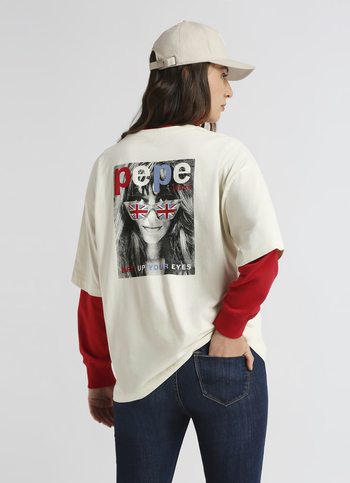 White Back Print Short Sleeve Oversized T-shirt