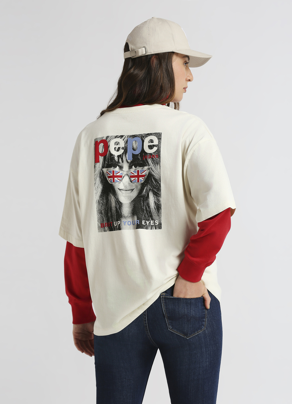 White Back Print Short Sleeve Oversized T-shirt, , large image number 0