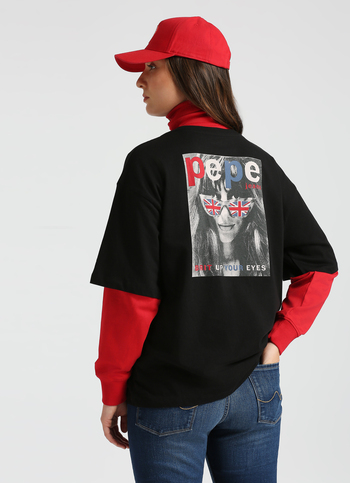 Black Back Print Short Sleeve Oversized T-shirt