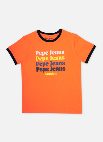 Boys Orange Printed Short Sleeve T-shirt