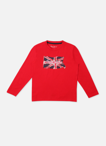 Boys Red Graphic Print Full Sleeve T-shirt