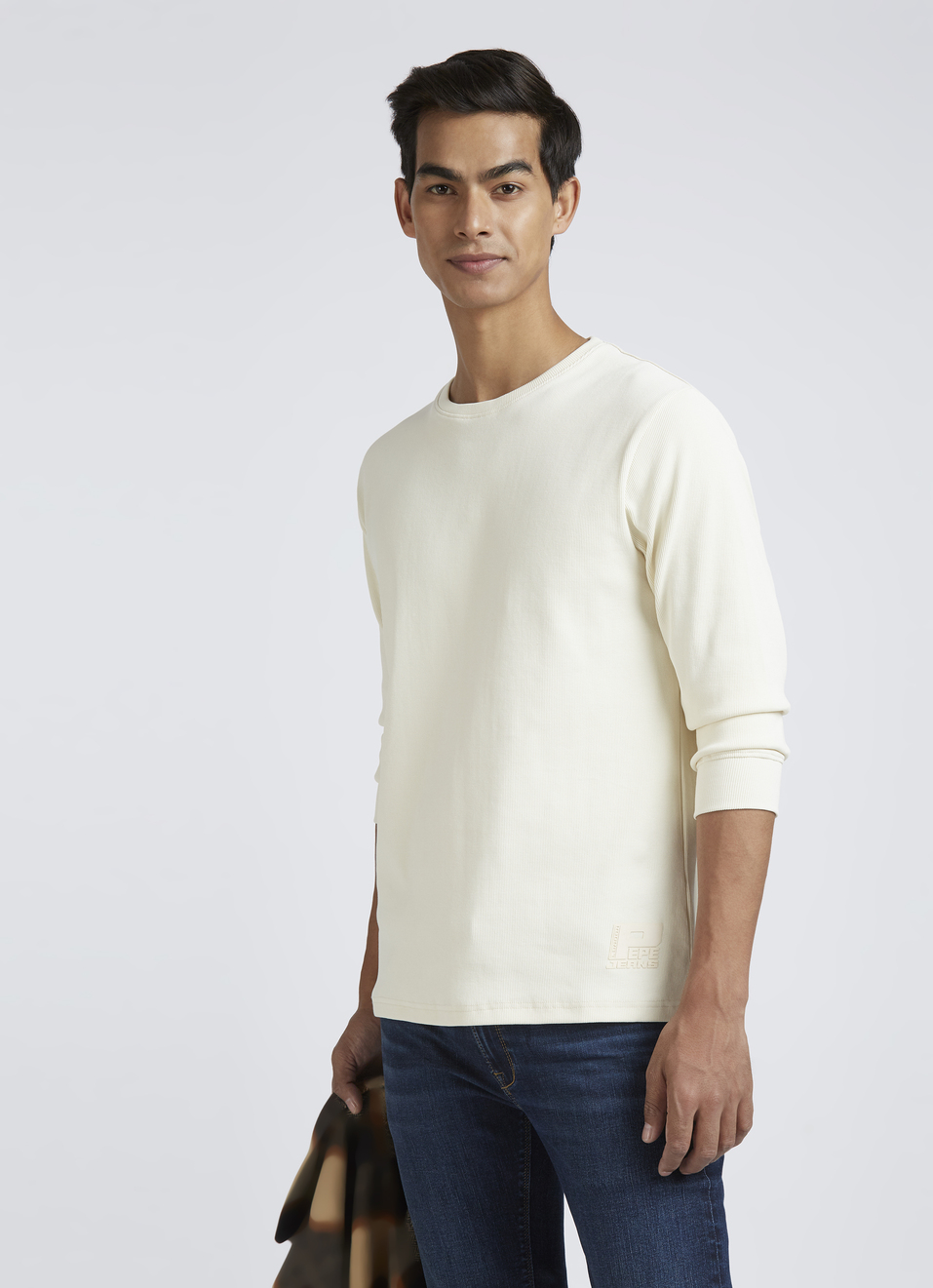 White Solid Full Sleeves T-shirt, , large image number 0
