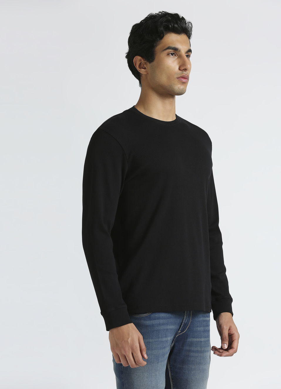 Black Solid Full Sleeve T-shirt, , large image number 3