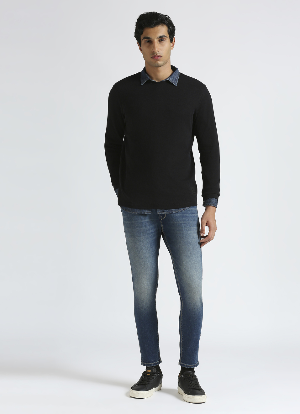 Black Solid Full Sleeve T-shirt, , large image number 5