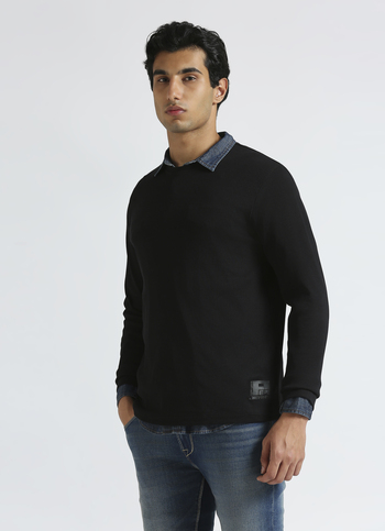 Black Solid Full Sleeve T-shirt