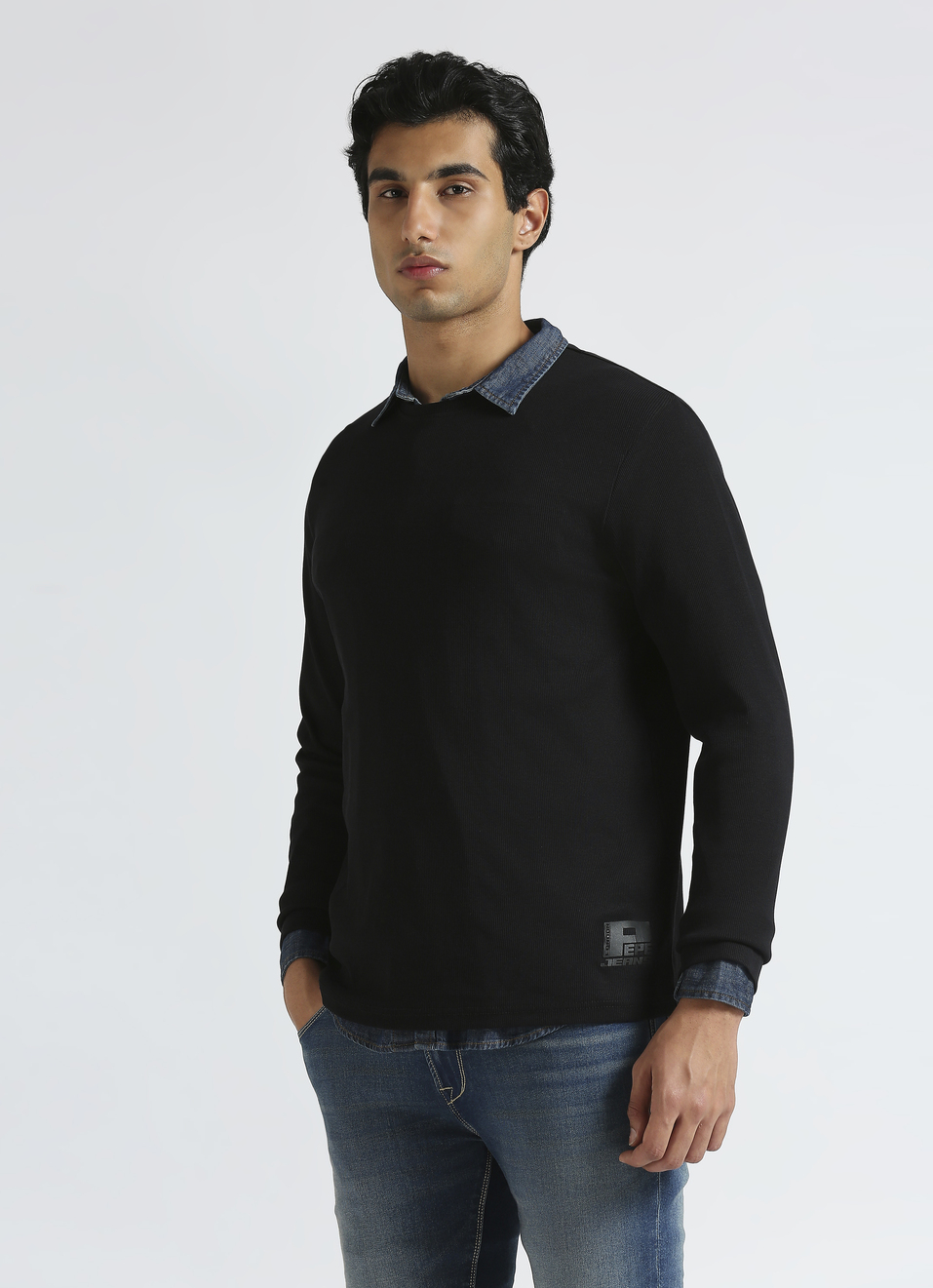 Black Solid Full Sleeve T-shirt, , large image number 0