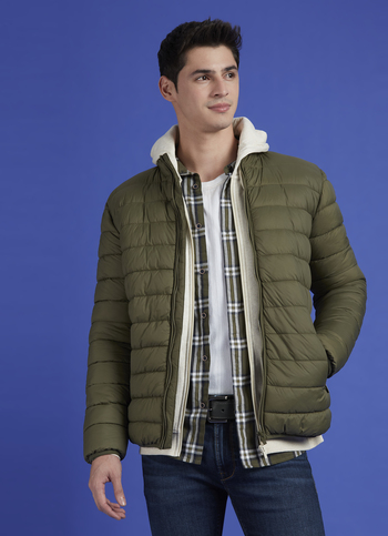 Green Hgh Neck Full Sleeve Bomber Jacket