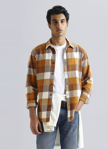 Brown Checked Full Sleeve Shirt