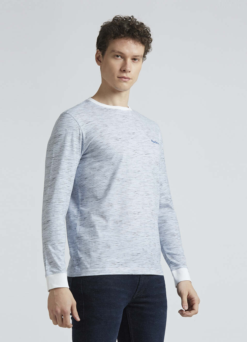 Blue Self Design Full Sleeve T-shirt, , large image number 3