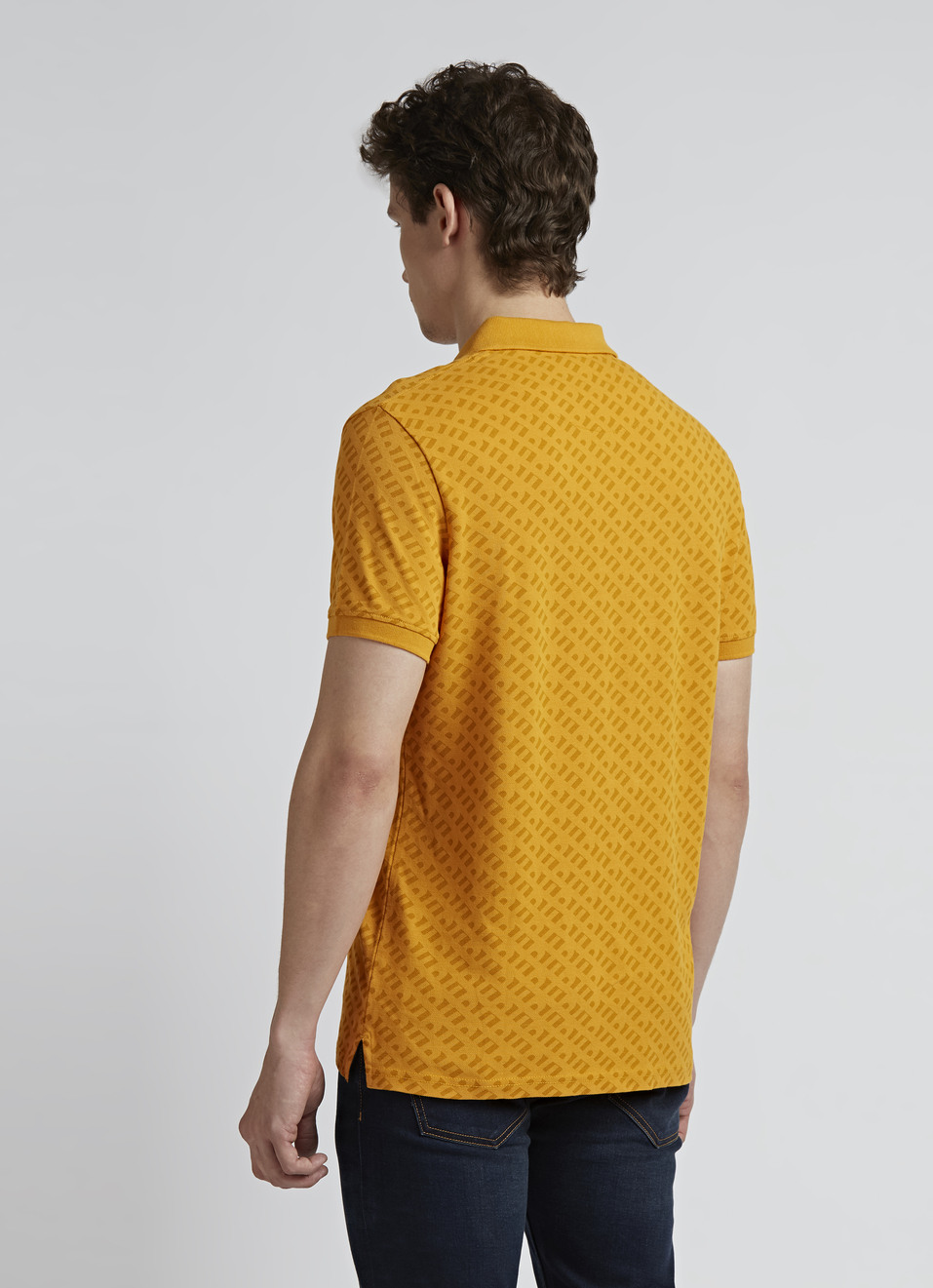 Yellow Typographic Print Short Sleeve Polo, , large image number 2