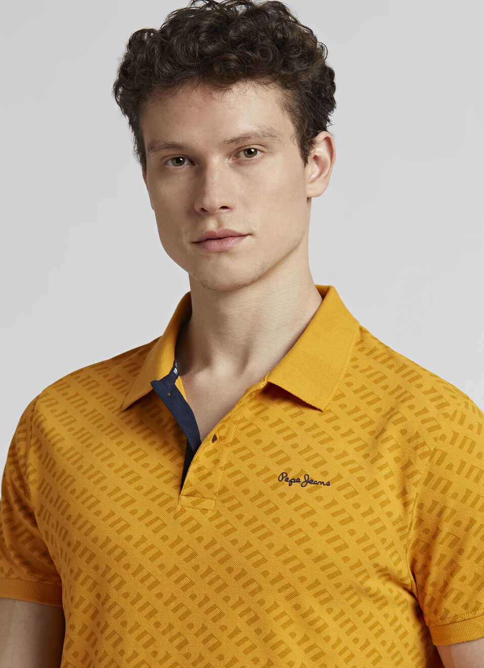 Yellow Typographic Print Short Sleeve Polo, , large image number 4