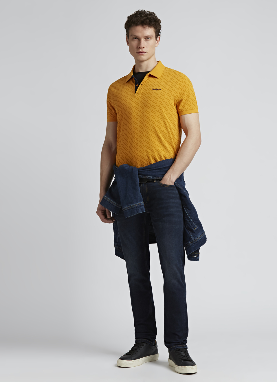 Yellow Typographic Print Short Sleeve Polo, , large image number 5