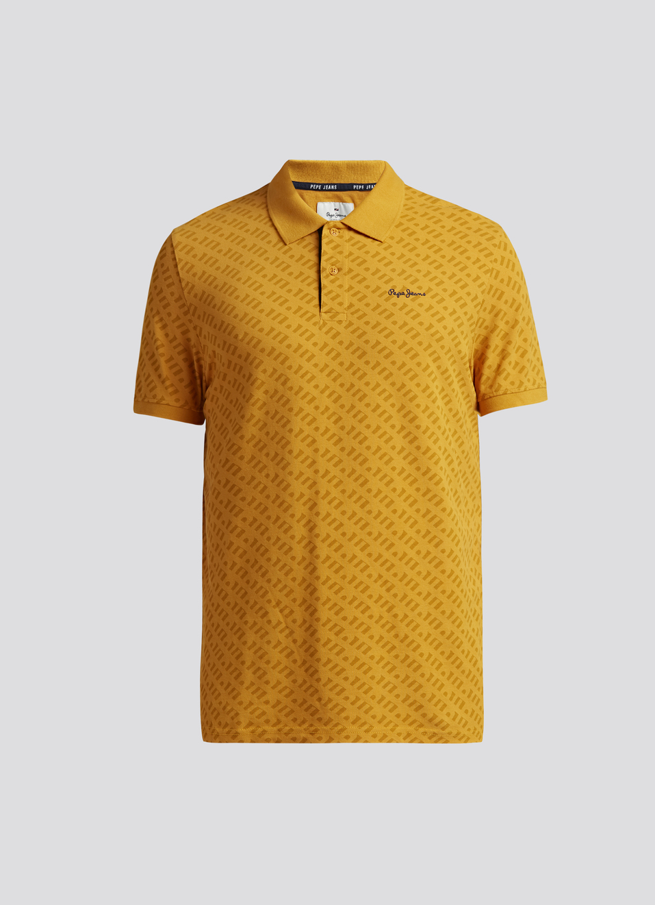 Yellow Typographic Print Short Sleeve Polo, , large image number 6