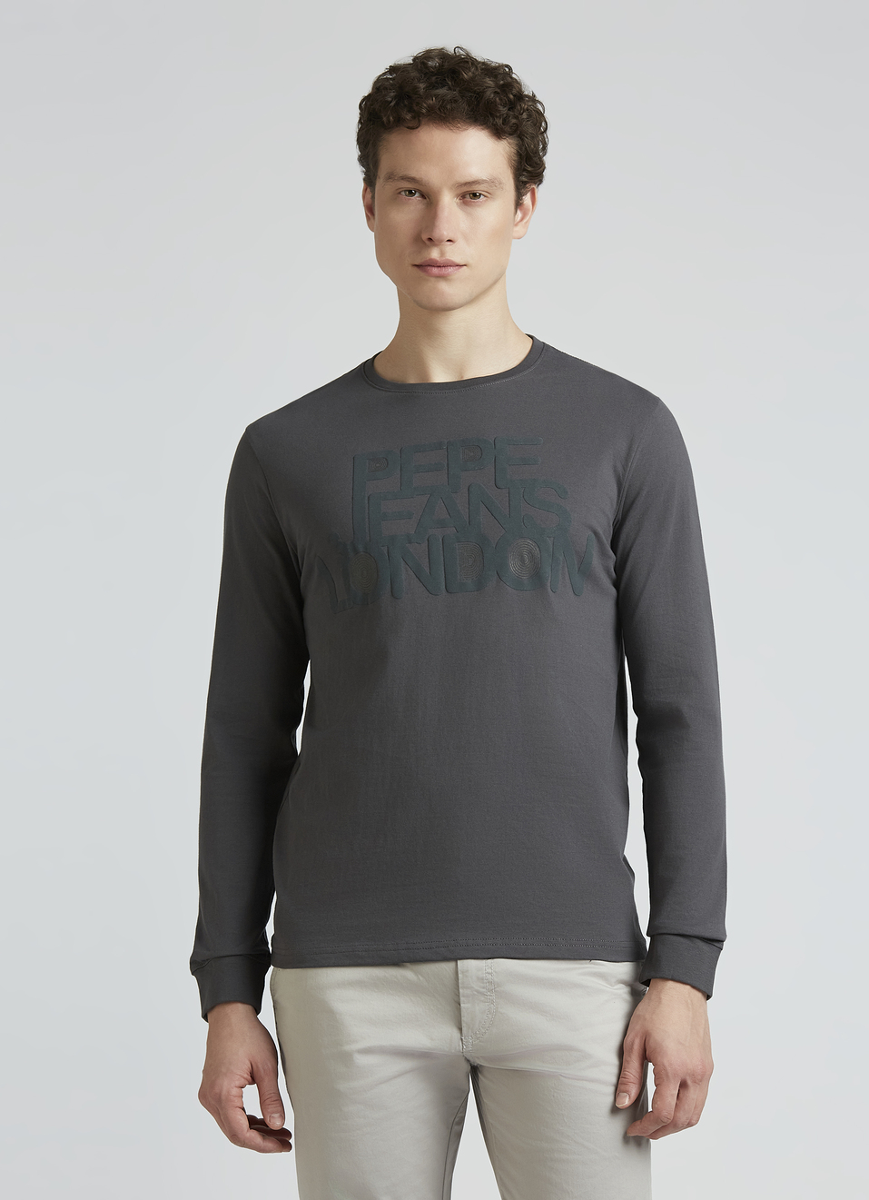 Grey Graphic Print Full Sleeve T-shirt, , large image number 1