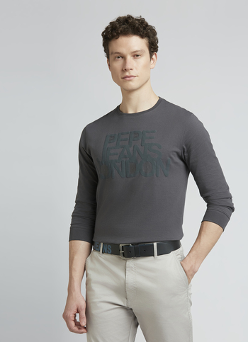 Grey Graphic Print Full Sleeve T-shirt