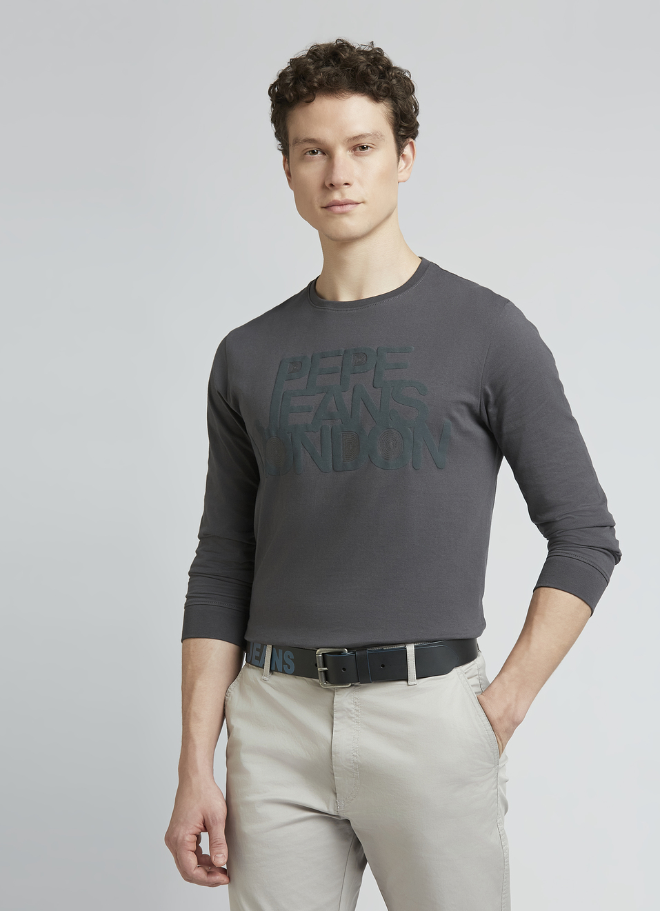 Grey Graphic Print Full Sleeve T-shirt, , large image number 0