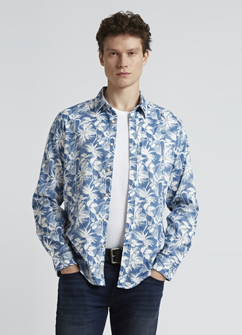 Blue Floral Print Full Sleeve Shirt
