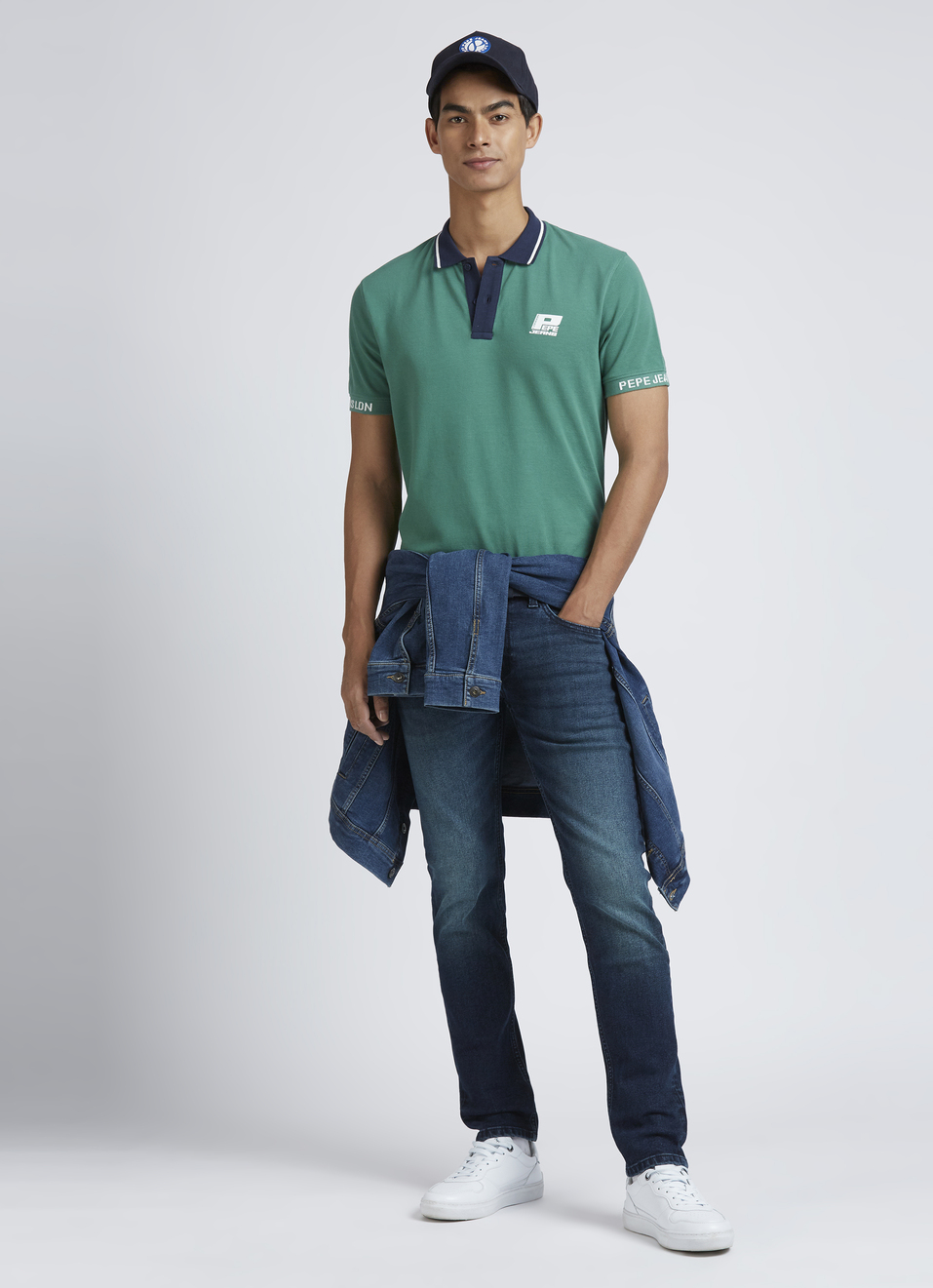 Green Contrast Ribbed Collar Short Sleeves Polo, , large image number 5