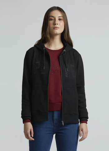 Black Full Sleeve Hooded Sweatshirt