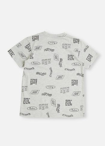 Boys Ecru Typographic Print Short Sleeve T-shirt