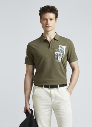 Green Photographic Print Short Sleeve Polo