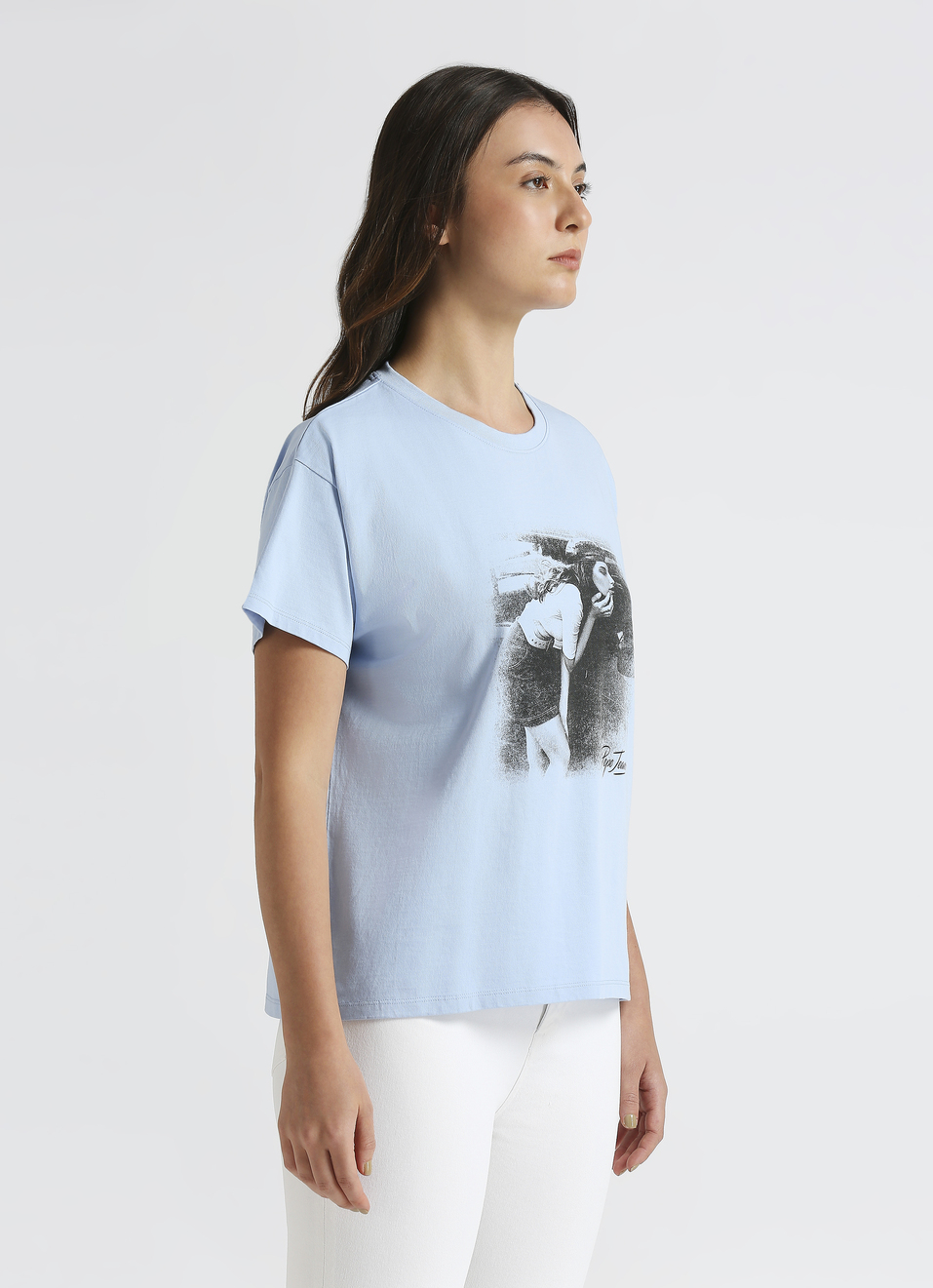 Blue Photographic Print Short Sleeve T-shirt, , large image number 3