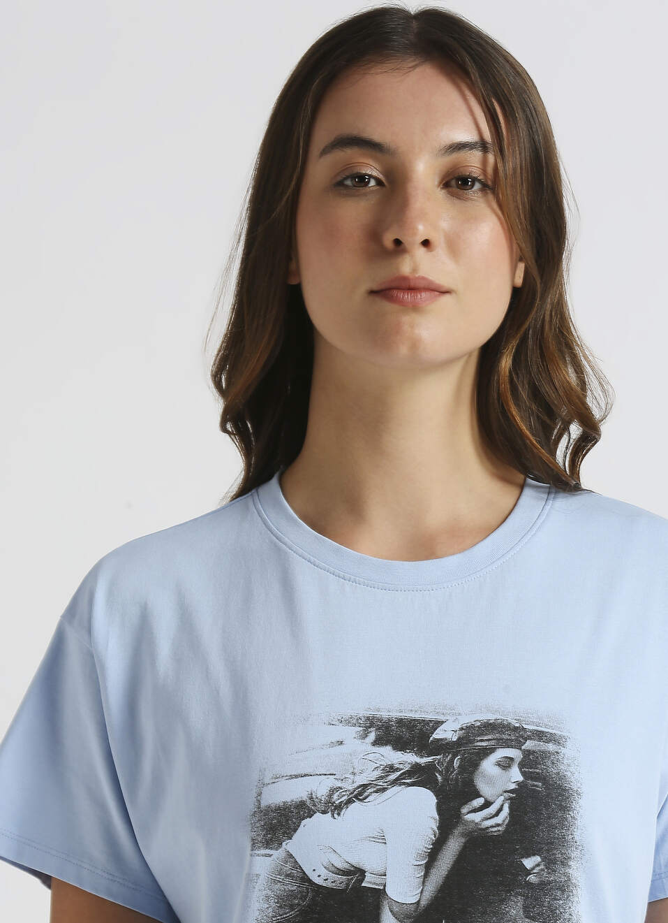 Blue Photographic Print Short Sleeve T-shirt, , large image number 4