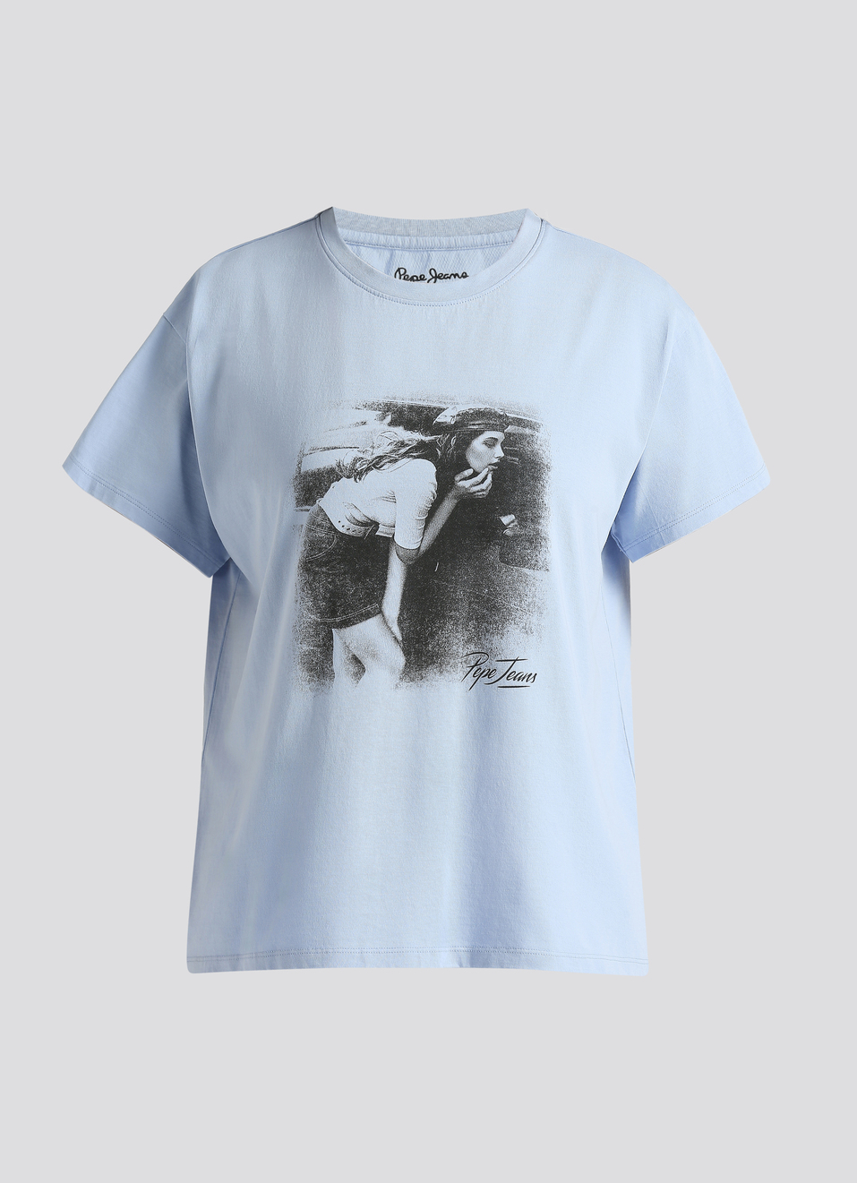 Blue Photographic Print Short Sleeve T-shirt, , large image number 6