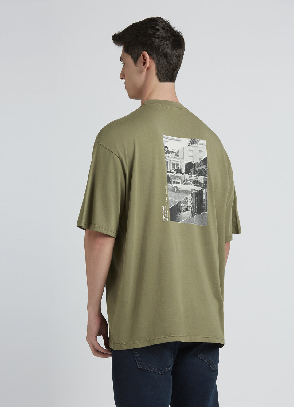 Green Back Print Short-sleeve Oversized T-shirt, , large image number 2