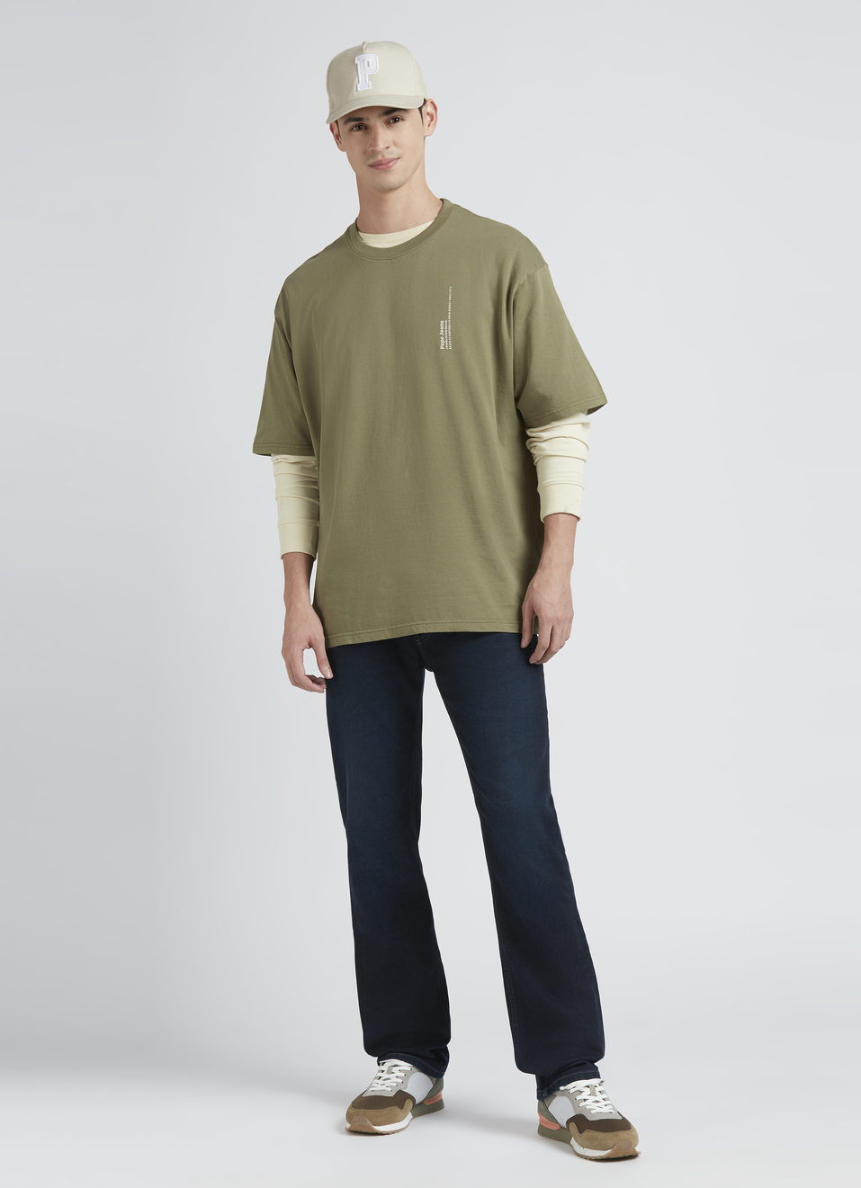 Green Back Print Short-sleeve Oversized T-shirt, , large image number 5