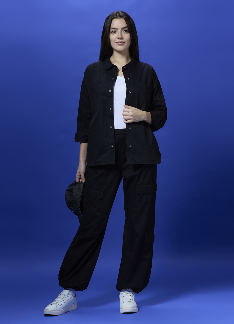 Black Oversized Full Sleeve Shirt, , large image number 5