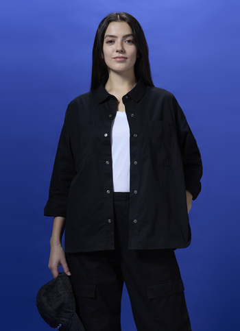 Black Oversized Full Sleeve Shirt