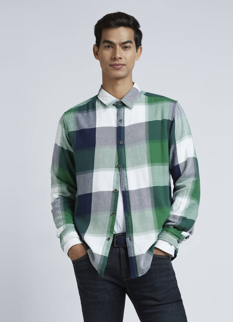 Green Checks Full Sleeve Shirt, , large image number 0