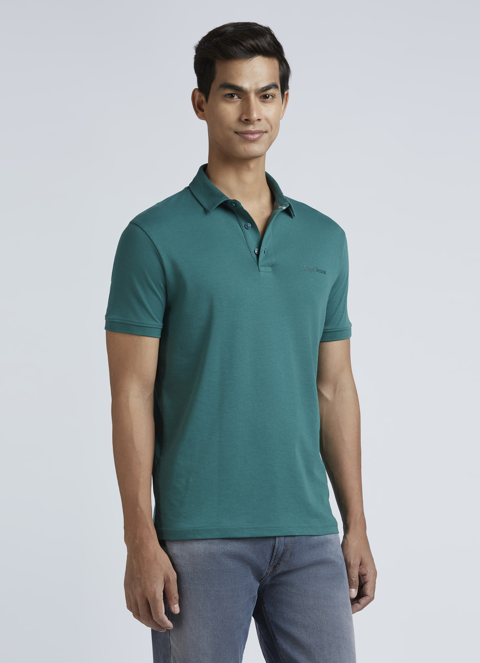 Green Short Sleeve Stretch Polo, , large image number 3