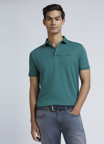 Green Short Sleeve Stretch Polo