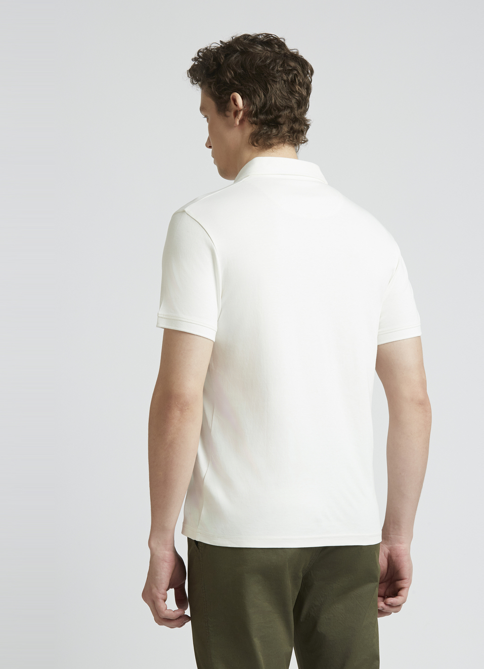 White Short Sleeve Stretch Polo, , large image number 2