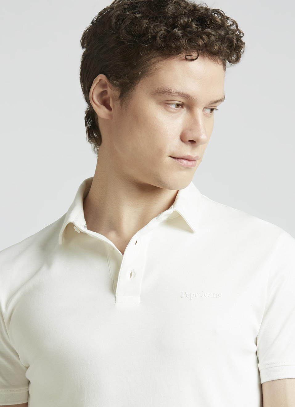 White Short Sleeve Stretch Polo, , large image number 4