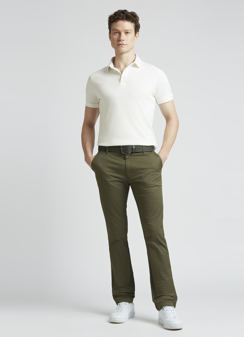 White Short Sleeve Stretch Polo, , large image number 5