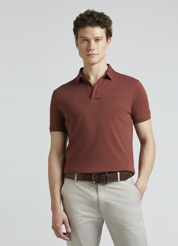 Brown Short Sleeve Stretch Polo