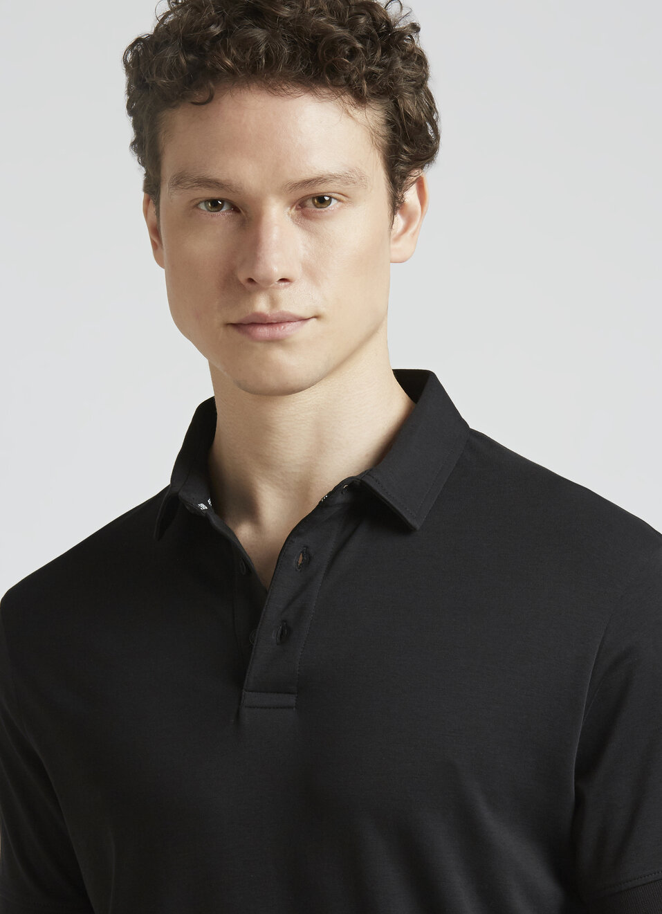 Black Short Sleeve Stretch Polo, , large image number 4
