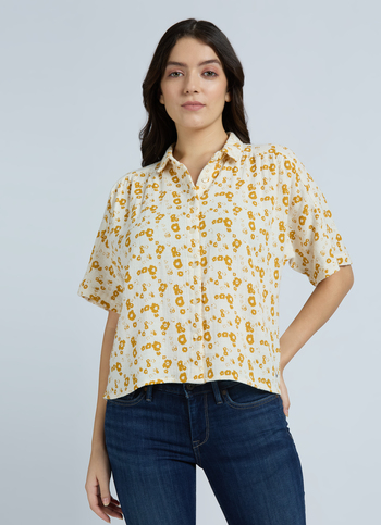 Yellow Floral Print Full Sleeve Shirt