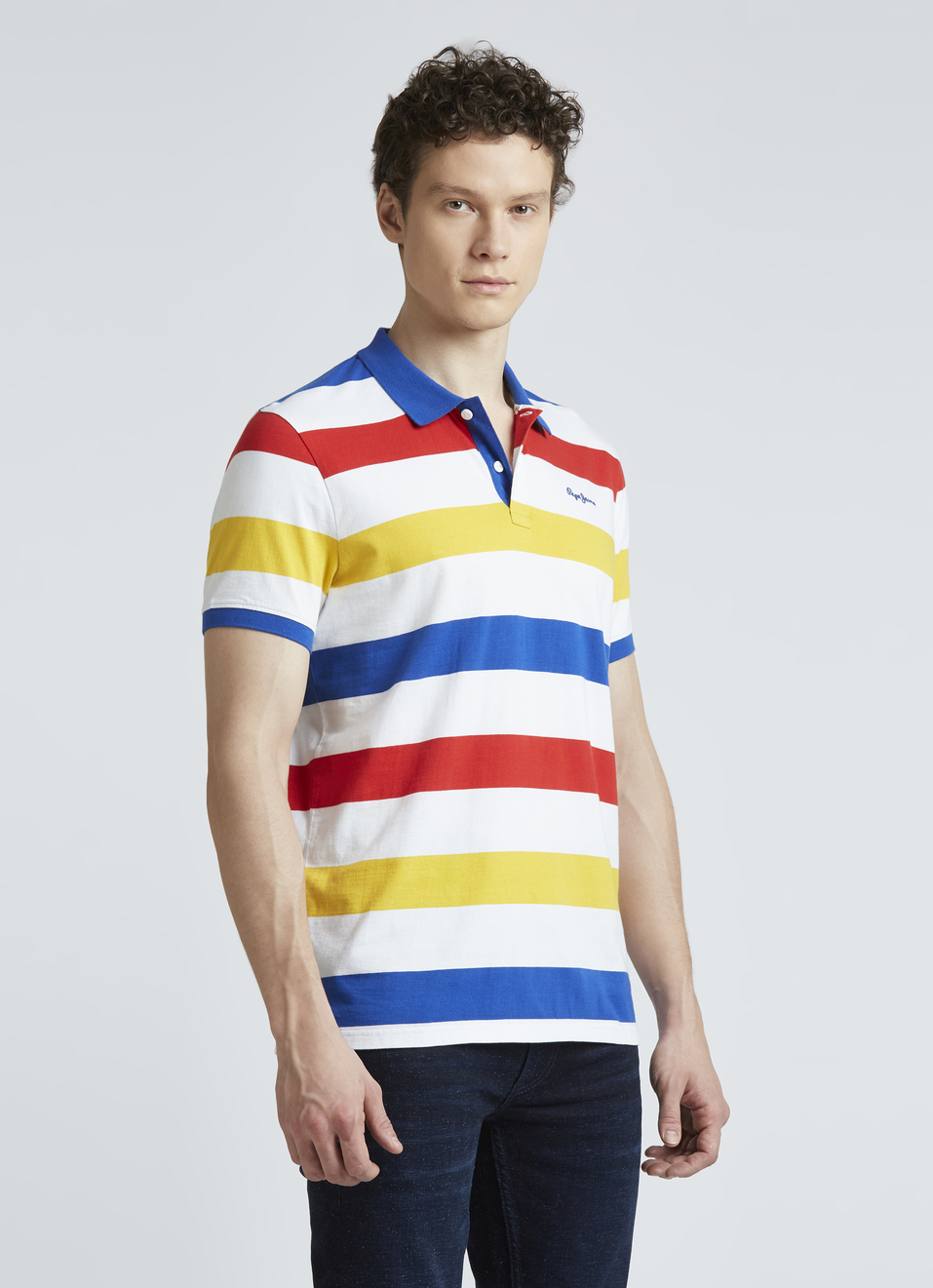 Blue Stripes Short Sleeve Polo, , large image number 3